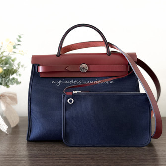 Hermès Herbag Zip 31 Bag Bleu Aztèque/Menthe/Nature GHW – The