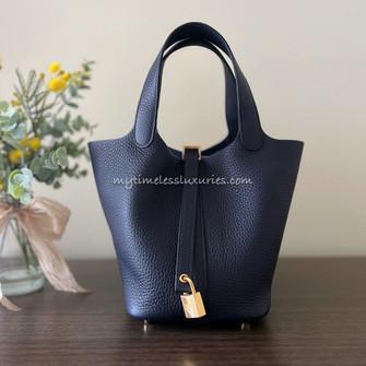 HERMES 2021 Picotin Lock 18 Bleu Pale Clemence GHW *New - Timeless Luxuries