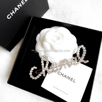 Chanel Crystals Gold Tone Hair Clip