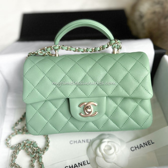 CHANEL 23P Mint Green Mini Top Handle LGHW *New - Timeless Luxuries