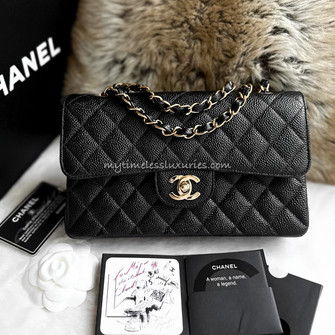 CHANEL Black Caviar Small Classic Flap 24K GHW - Timeless Luxuries