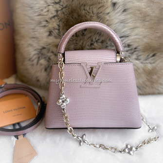 LOUIS VUITTON Lizard Ombre Capucines Mini Natural