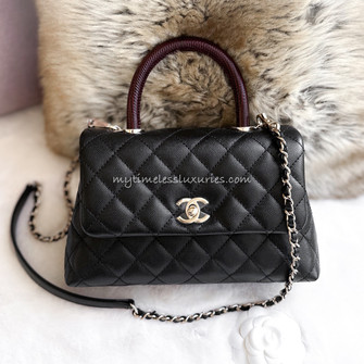 Chanel Small Coco Handle, Caviar, Burgundy GHW - Laulay Luxury