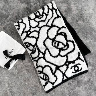 CHANEL 23K CC Camellia Cashmere/Wool Scarf *New - Timeless Luxuries