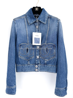 CHANEL 24P Denim Jacket CC Heart Pockets 36 *New - Timeless Luxuries