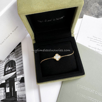 VAN CLEEF & ARPELS White MOP/ YG Sweet Alhambra Bracelet