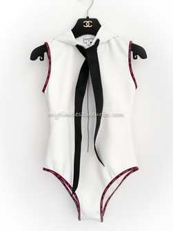 CHANEL 25C Runway Hooded Swimsuit/ Bodysuit 34 *New
