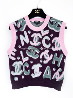 CHANEL 22N Coco Neige Logo Sleeveless Knit Top 36 - Timeless