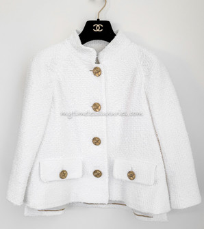 CHANEL 18C White Tweed Jacket Owl Buttons 36 - Timeless Luxuries