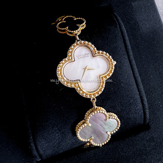 VanCleef&Arpels ノベルティ　ミラー Van Cleef & Arpels Alhambra 136674 MOP Onyx Ladies Watch