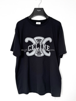 CELINE ロゴTシャツ XXS 黒 CELINE】セリーヌ『ロゴ ルーズTシャツ sizeXXS』2X764671Q