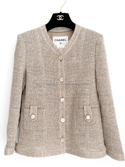 CHANEL BEIGE シャネル CHANEL 16C Paris-Seoul Beige Pearly Tweed Jacket - Timeless Luxuries