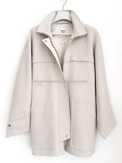 HERMES 2026 Cashmere Short Parka Coat 34 Blanc Sable *New