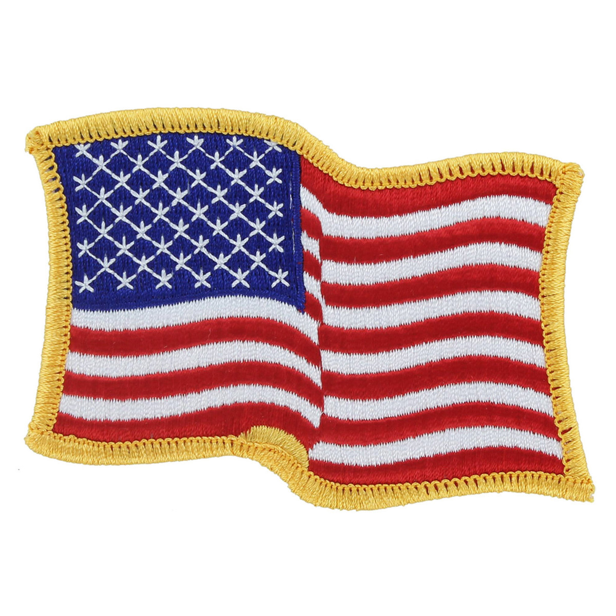 UNITED STATES OF AMERICA FLAG PATCH: Waving Gold Border