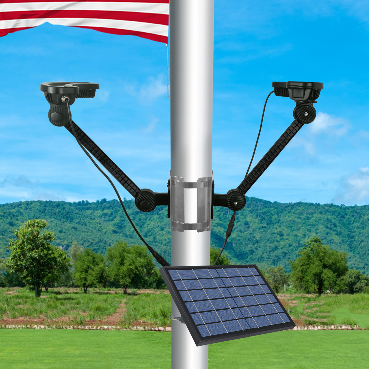 Sunsetter flagpole deals solar light