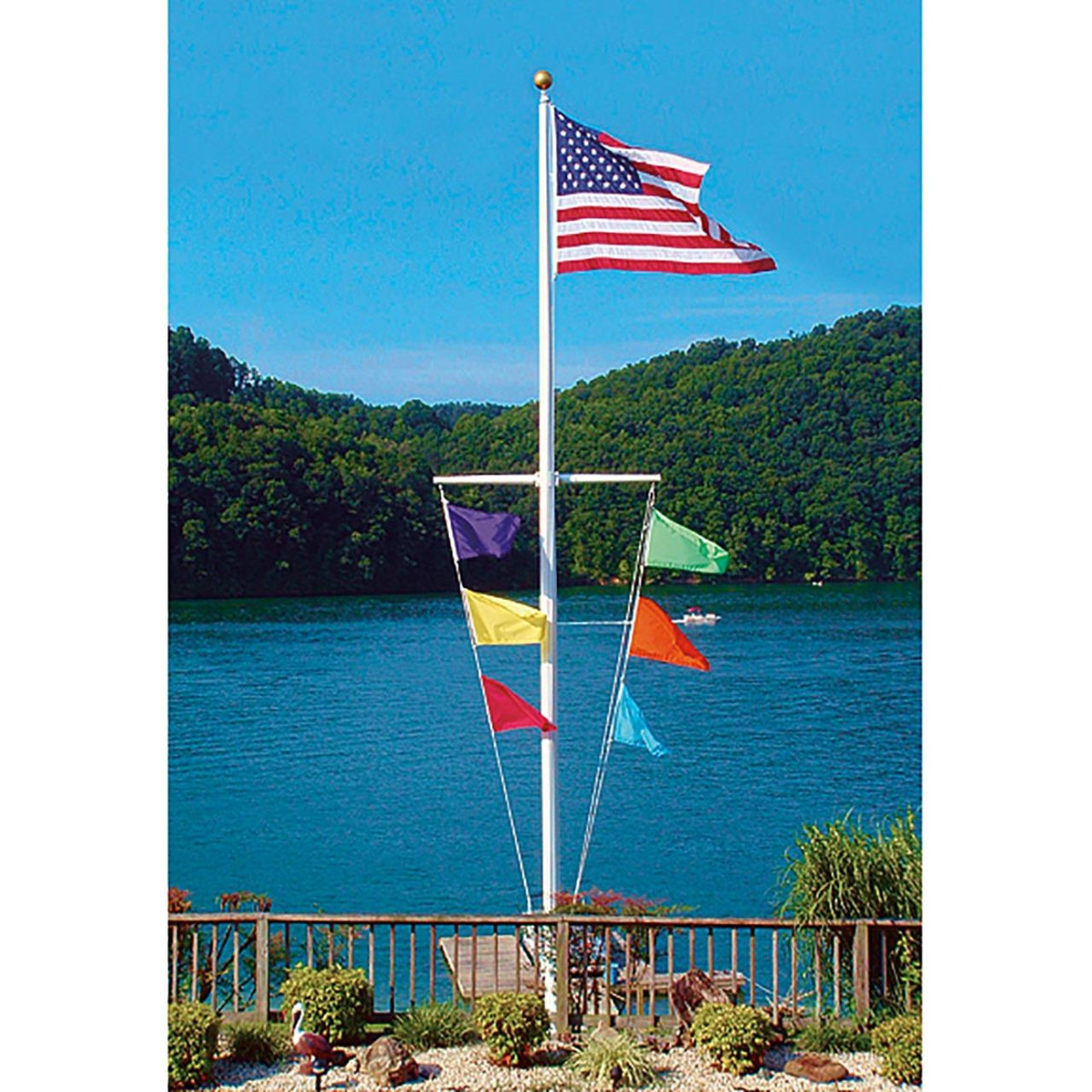 Nautical Single Mast Series 30ft Commercial Flagpole - .125In Wall Thickness - 5in Butt Diameter - Powder Coat Clear Finish