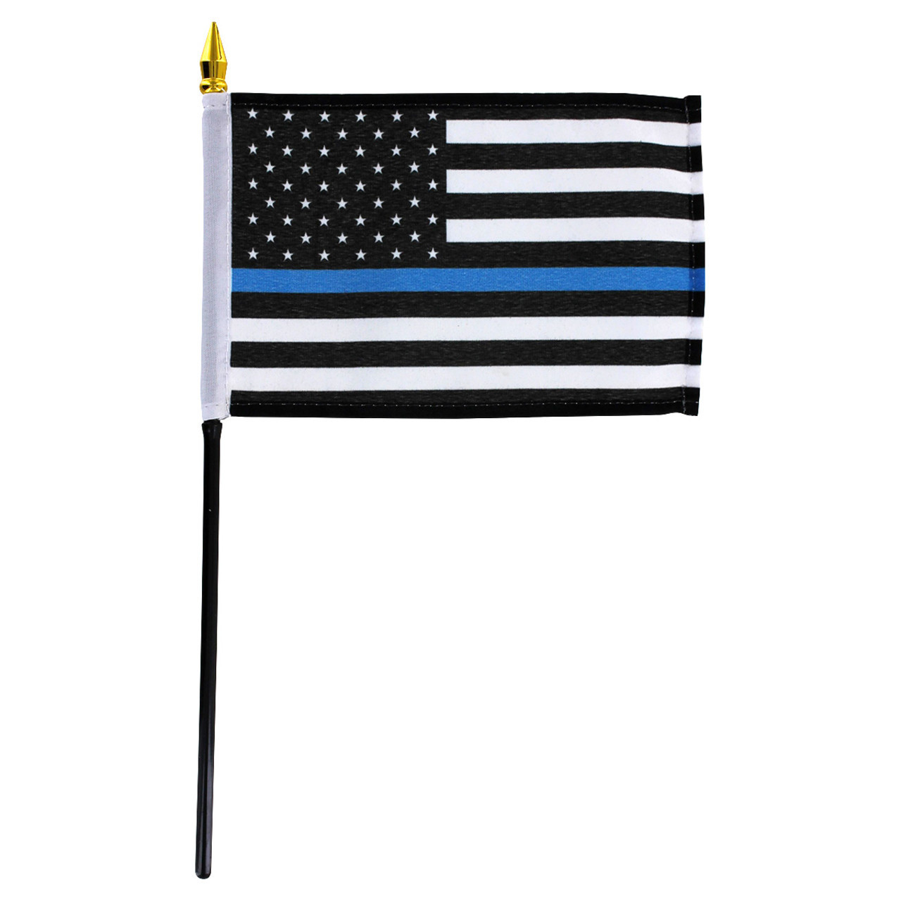 Thin Blue Line American 4in x 6in Polyester Stick Flag