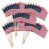 Super Tough 4"x6" Cotton US Stick Flag with Spear Tip