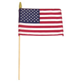 Super Tough 8"x12" Cotton US Stick Flag with 24" Wood Stick and Spear Tip