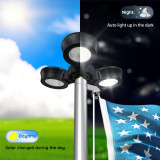 Solar LED Tri-Head Flagtop Pole Light - 32 LEDs - Color Tunable - LumeGen