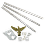 Residential 3 Piece Silver Aluminum Flagpole Set - Economy Kit