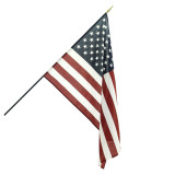 Valley Forge 2ft x 3ft Polyester Classroom American Flag with 48" Black Wood Staff and Spear Tip