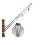 ECOST 8ft Outrigger Wall Mount Series Commercial Flagpole - .125 Wall Thickness - 3" Butt Diameter - 1-7/8" Top Diameter