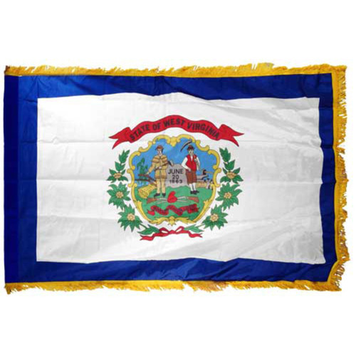 West Virginia Flag 4 x 6 Feet Nylon Flag-Indoor: Add Pole Hem & Fringe