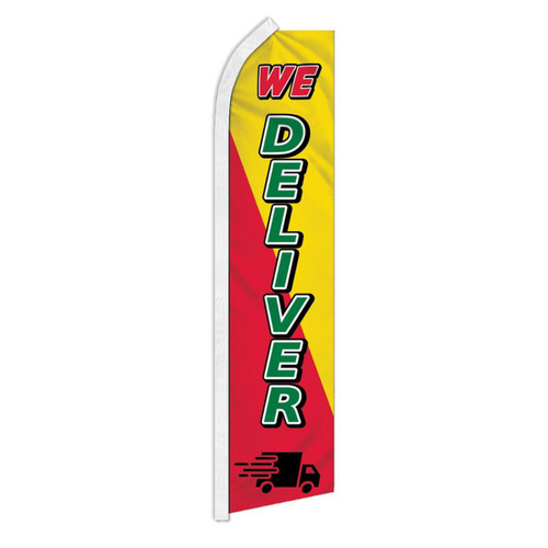 We Deliver Red & Yellow Swooper Flag