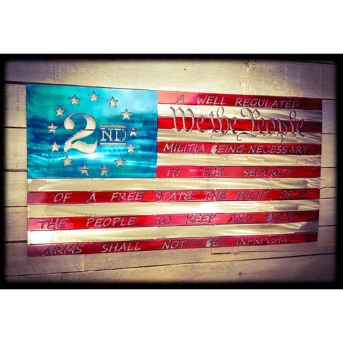30" Decorative Metal Art - 2nd Amendment Flag in Red-White-Blue