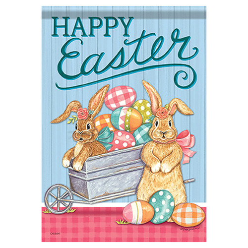 Happy Easter Garden Flag - Bunny Wagon - 12in x 18in
