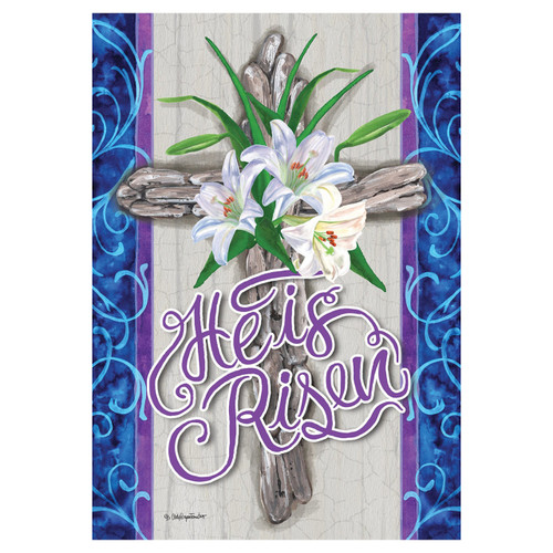 Easter Garden Flag - Cross and Lilies - 12in x 18in