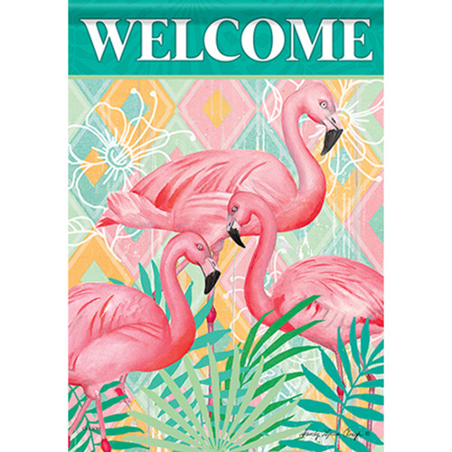 Carson Summer Banner Flag - Flamingo Palms - 28in x 40in