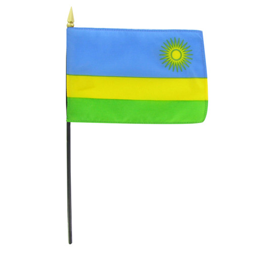 Rwanda 4" x 6" Stick Flag