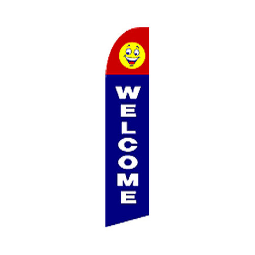 Welcome Swooper Flag - Happy Face - 11.5ft x 2.5ft