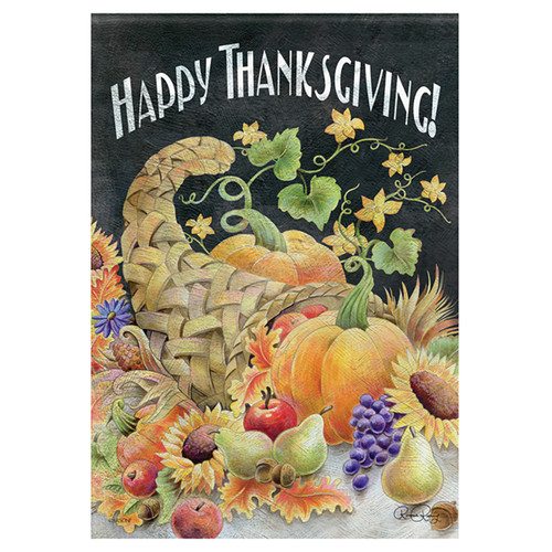 Carson Thanksgiving Garden Flag - Chalkboard Cornucopia