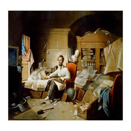 President Lincoln, Writing the Proclamation of Freedom Poster Art