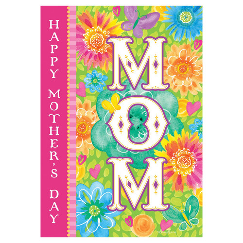 Mother's Day Banner Flag - Colorful Flowers - 28in x 40in