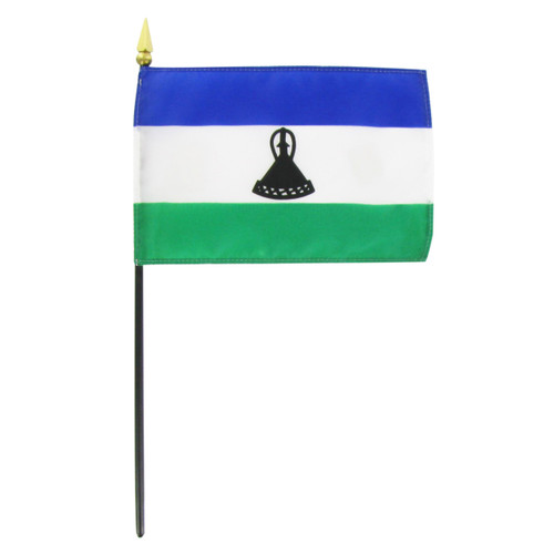 Lesotho 4in x 6in Stick Flag