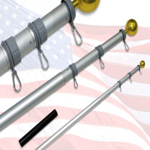 18ft Telescoping Silver  Flagpole - Online Stores, Inc. Brand
