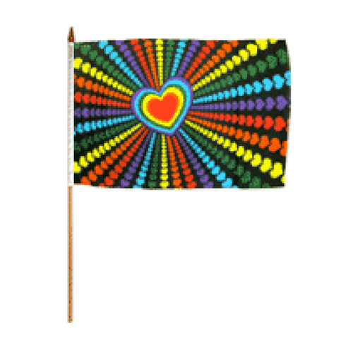 Rainbow Love Flag 12in x 18in Stick Flag