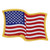 Waving American Flag Patch - Gold Border - 2in