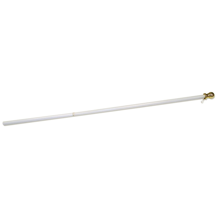 Super Tough 6ft Spinner Flagpole - White Aluminum