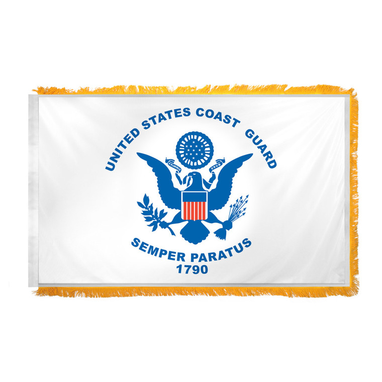 US Coast Guard Flag 3x5ft Nylon-Indoor: Add Pole Hem and Fringe