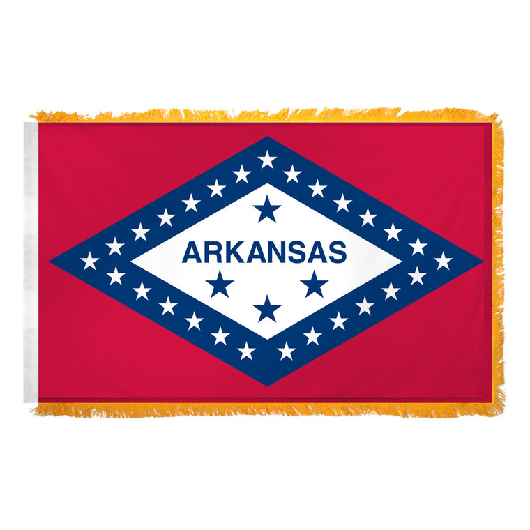 Arkansas 4X6ft Nylon Flag with Indoor Pole Hem and Fringe