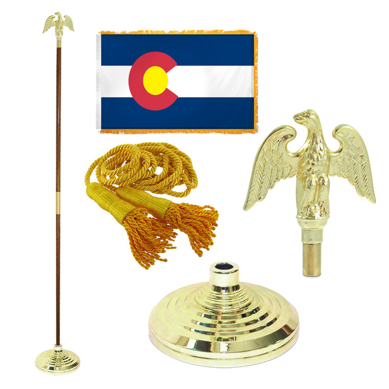 Super Tough Indoor Flagpole Kit with Nylon 3' x 5' Colorado Flag