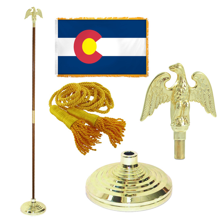 Super Tough Indoor Flagpole Kit with Nylon 4' x 6' Colorado Flag