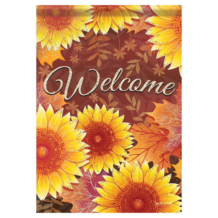 Carson Fall Banner Flag - Layered Sunflowers - 28in x 40in