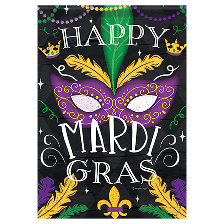 Mardi Gras Banner Flag - Beads & Feathers