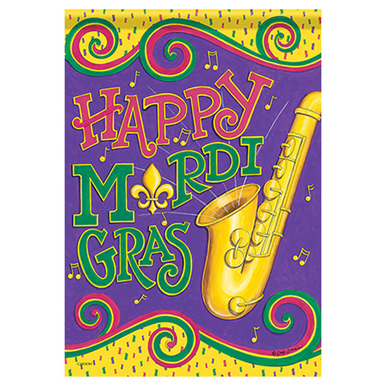 Mardi Gras Garden Flag - Mardi Gras Sounds - 12.5in x 18in